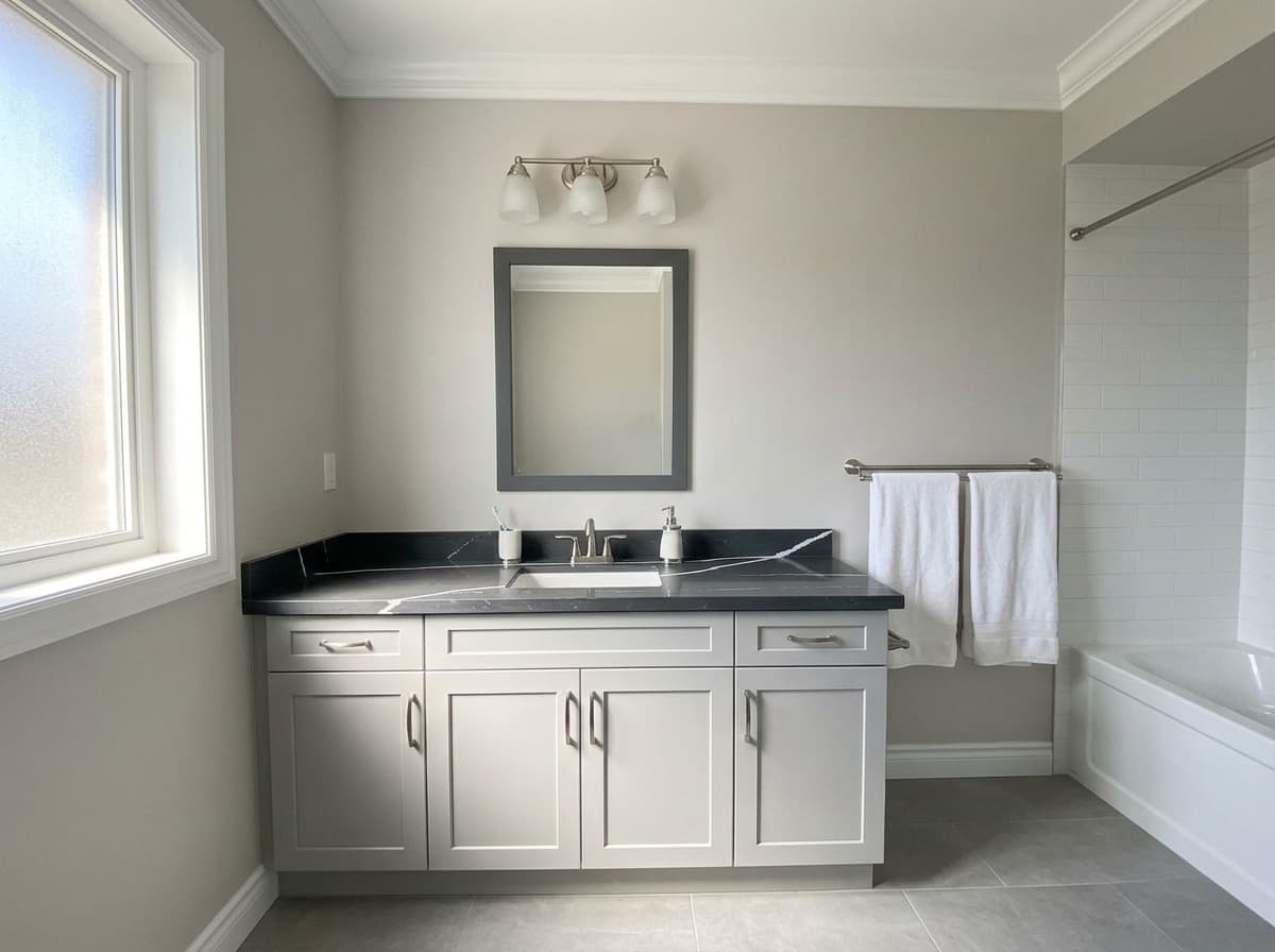 Bianco Nero by Lucent Quartz — bathroom vanity