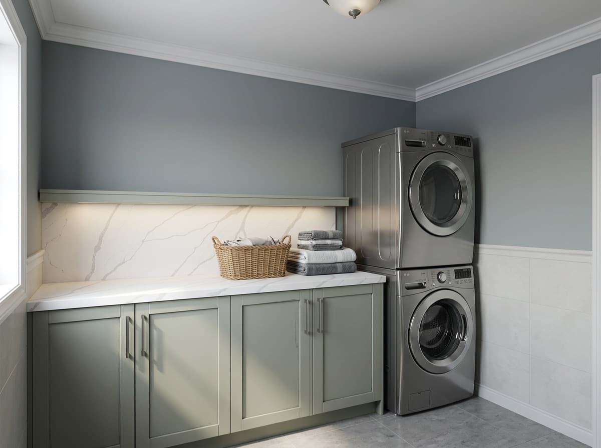 Calacatta Vena G by Lucent Quartz — laundry room