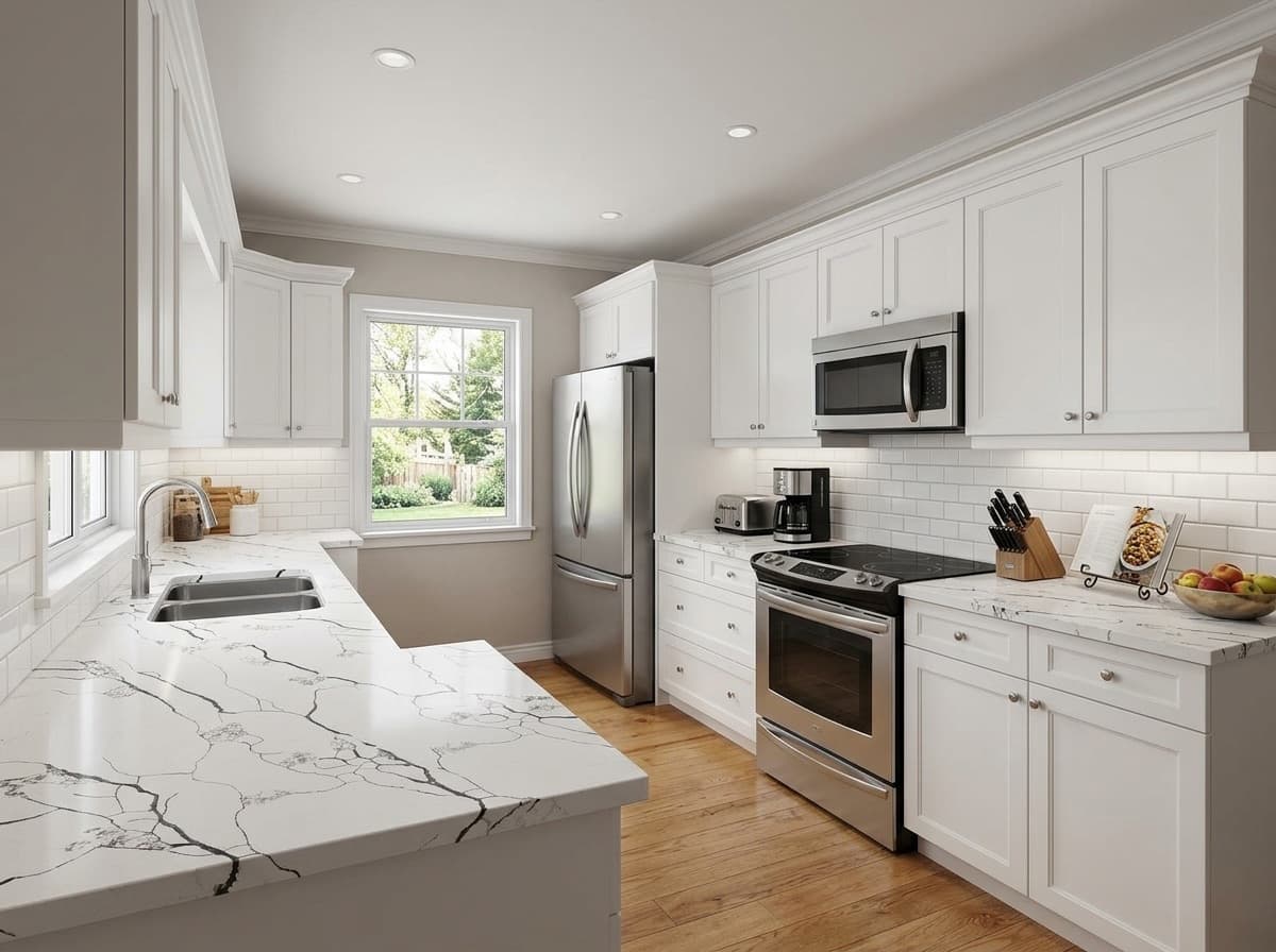 Statuario Massa by Lucent Quartz — everyday kitchen