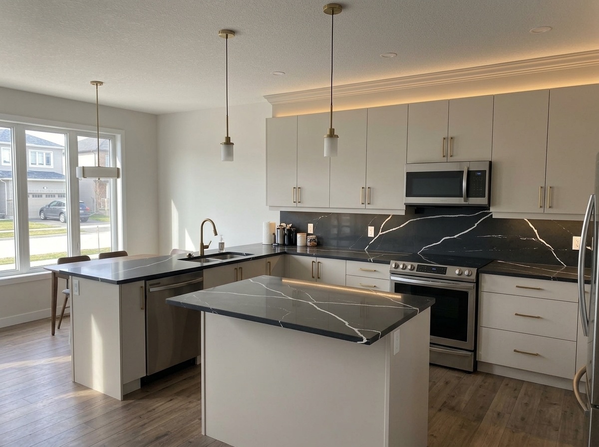 Bianco Nero by Lucent Quartz — modern kitchen