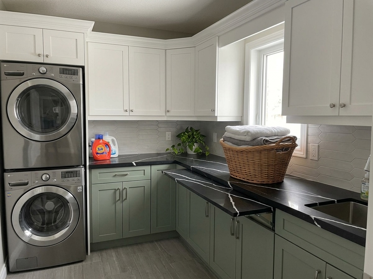 Bianco Nero by Lucent Quartz — laundry room