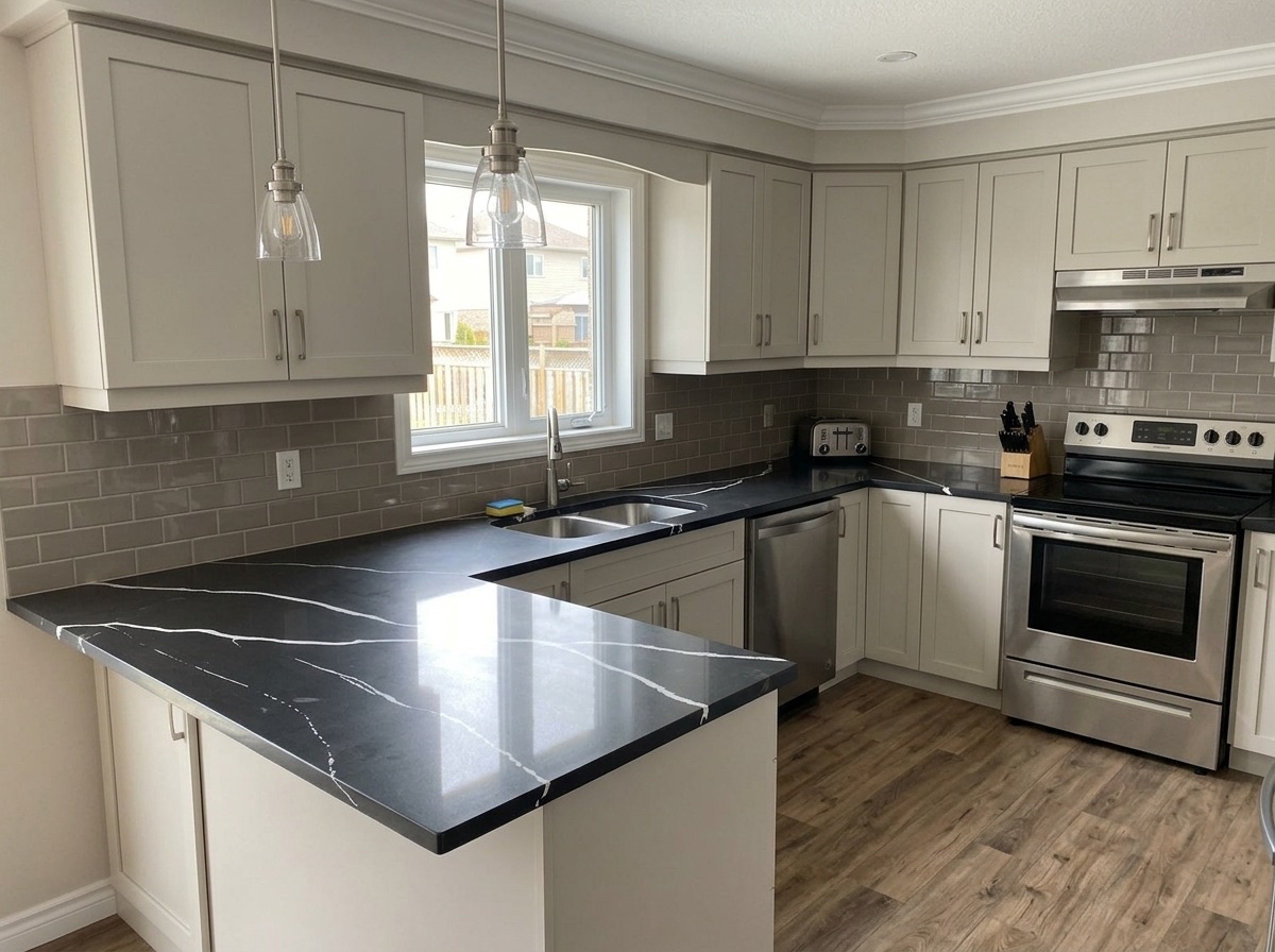 Bianco Nero by Lucent Quartz — second kitchen