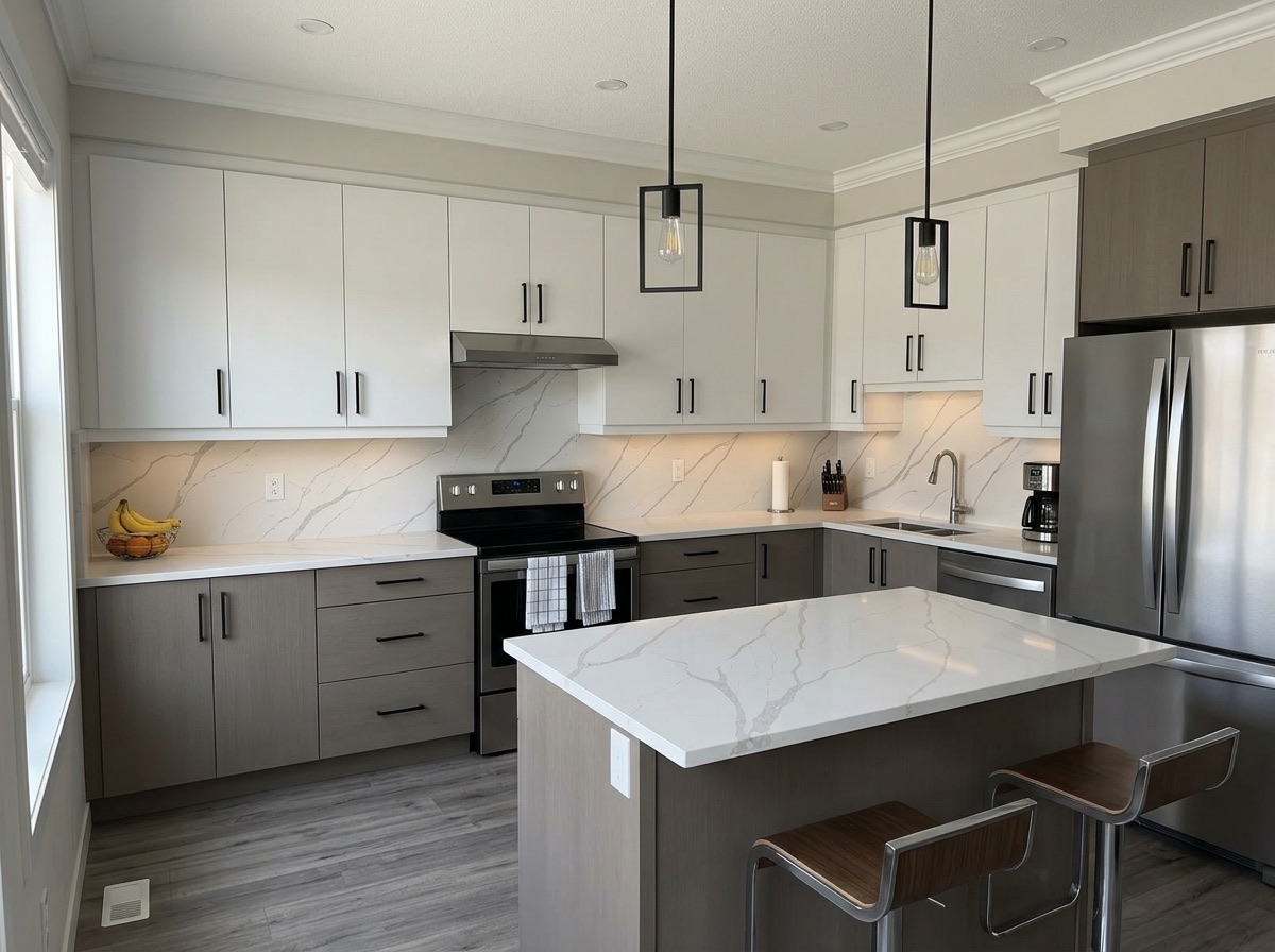 Calacatta Vena G by Lucent Quartz — modern kitchen