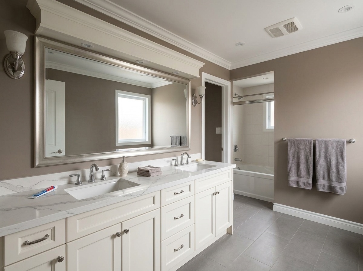Calcutta by Lucent Quartz — bathroom vanity