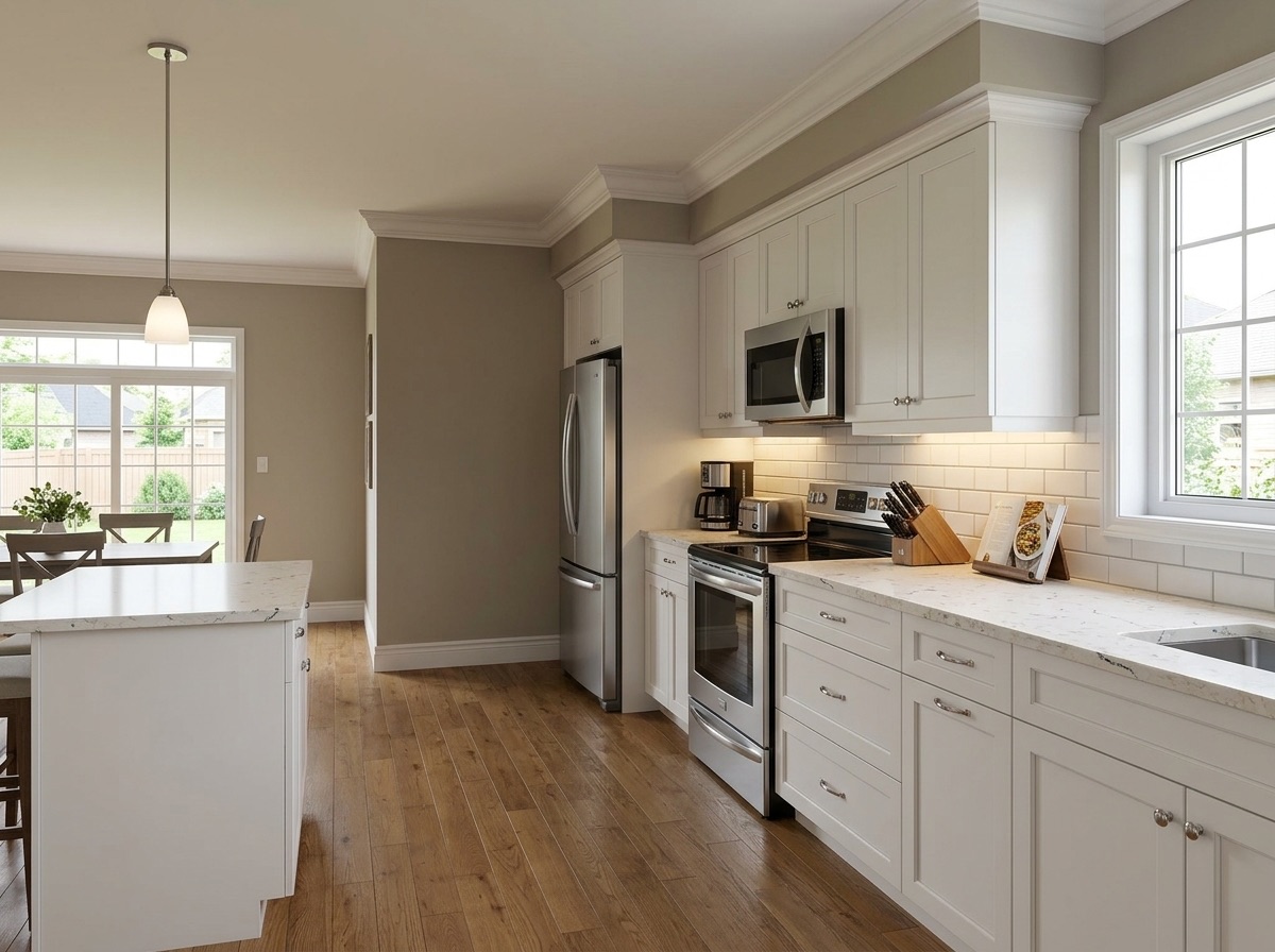 Coral White by Lucent Quartz — everyday kitchen