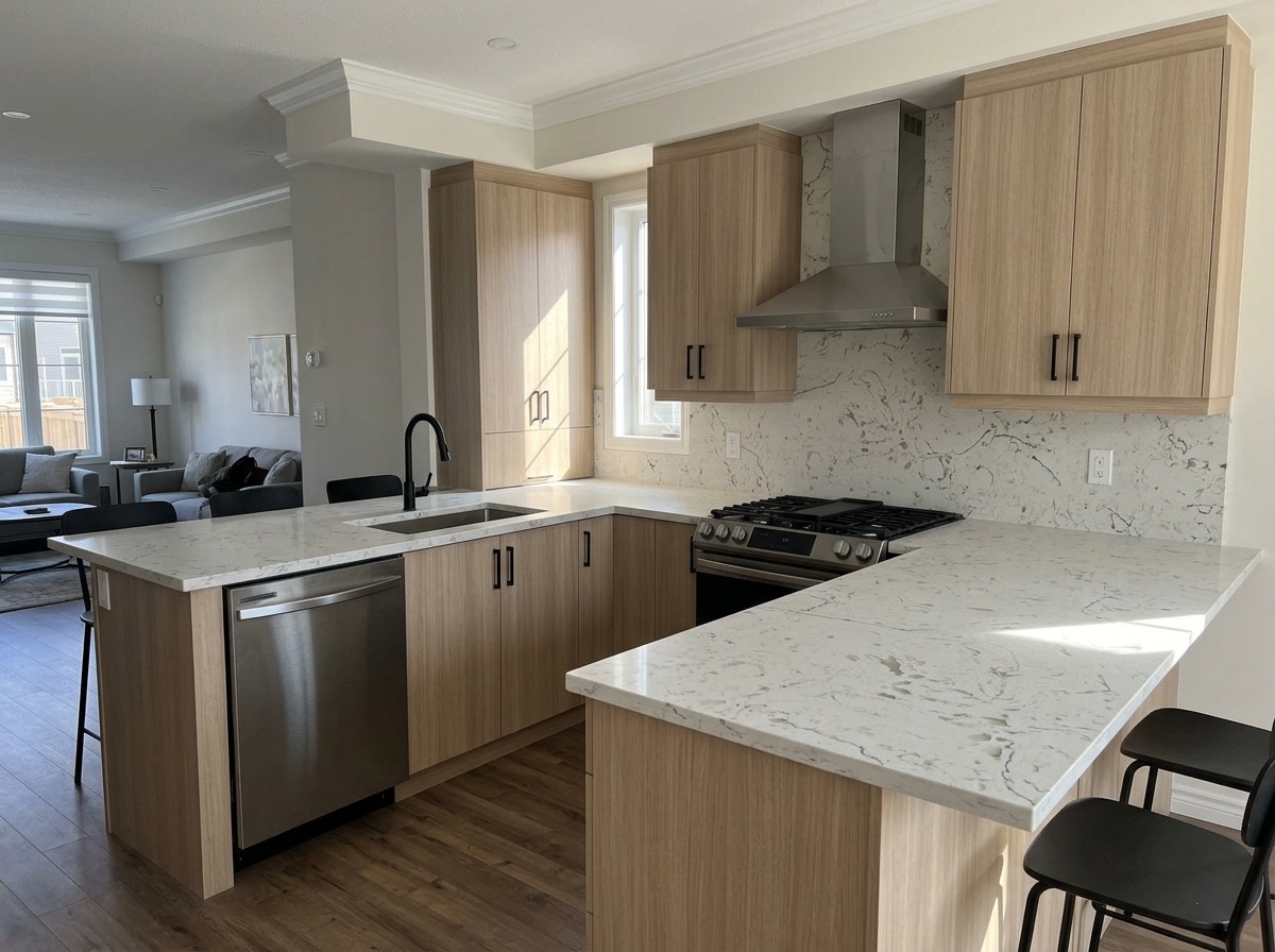 Coral White by Lucent Quartz — modern kitchen