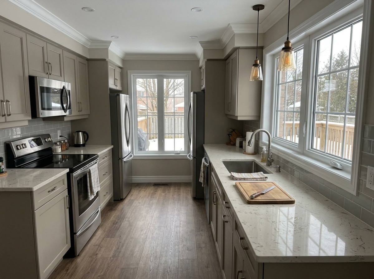 Coral White by Lucent Quartz — second kitchen