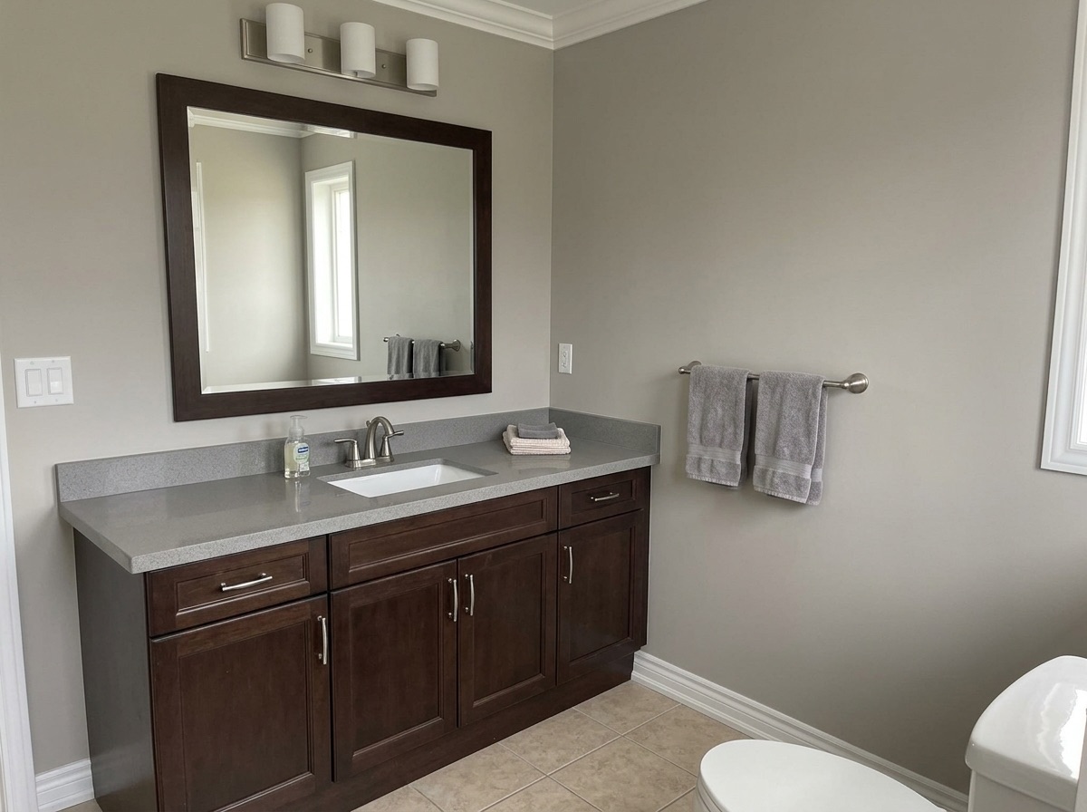 Eclipse Grey by Lucent Quartz — bathroom vanity