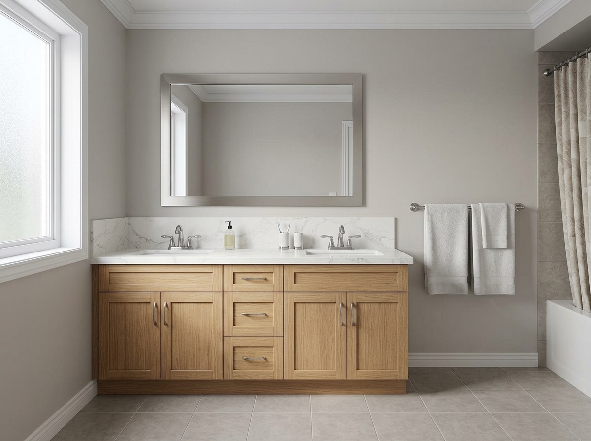 Fume Grise by Lucent Quartz — bathroom vanity