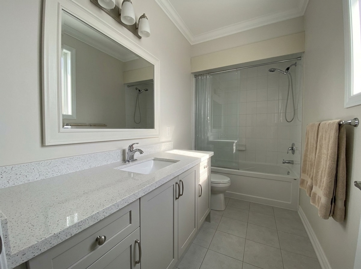 Ocean Foam by Lucent Quartz — bathroom vanity
