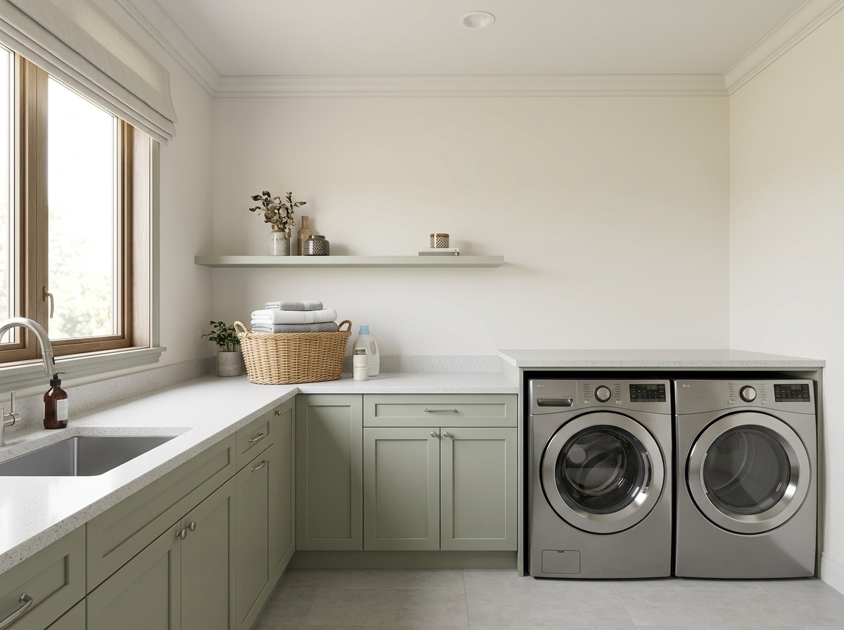 Pure White by Lucent Quartz — laundry room