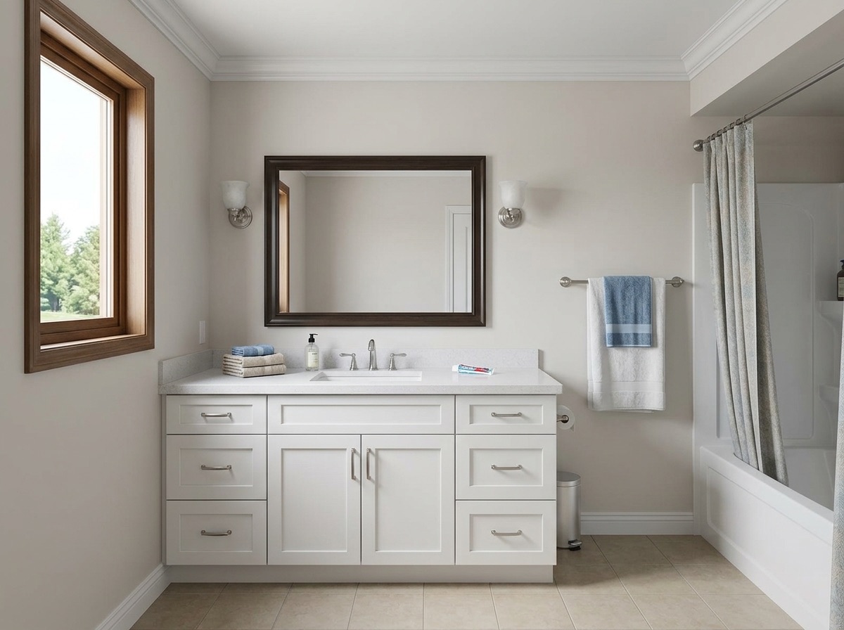 Snowfall by Lucent Quartz — bathroom vanity