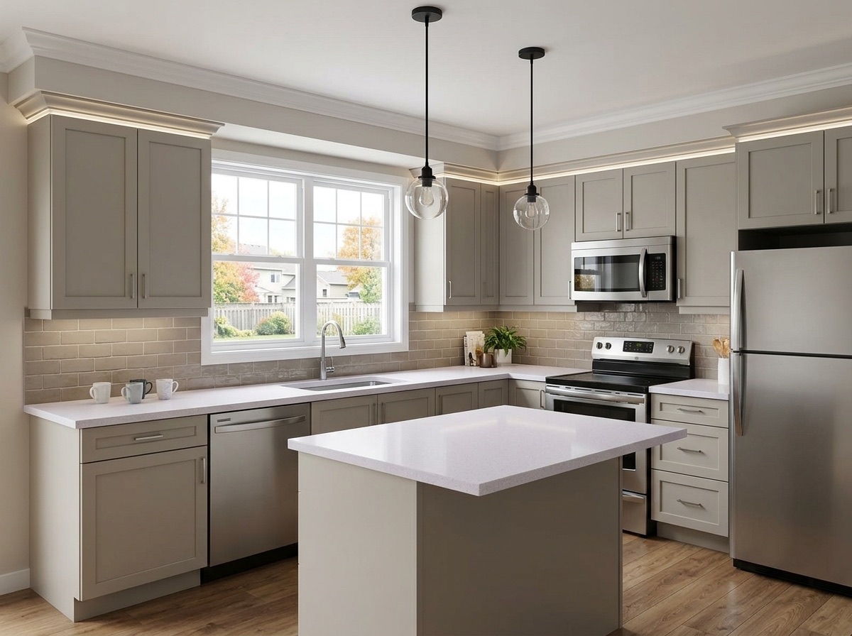 Snowfall by Lucent Quartz — second kitchen