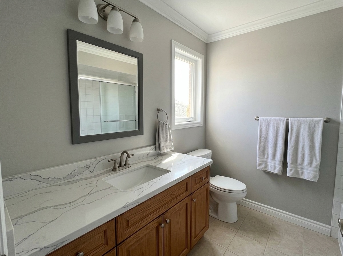 Statuario Intenso by Lucent Quartz — bathroom vanity