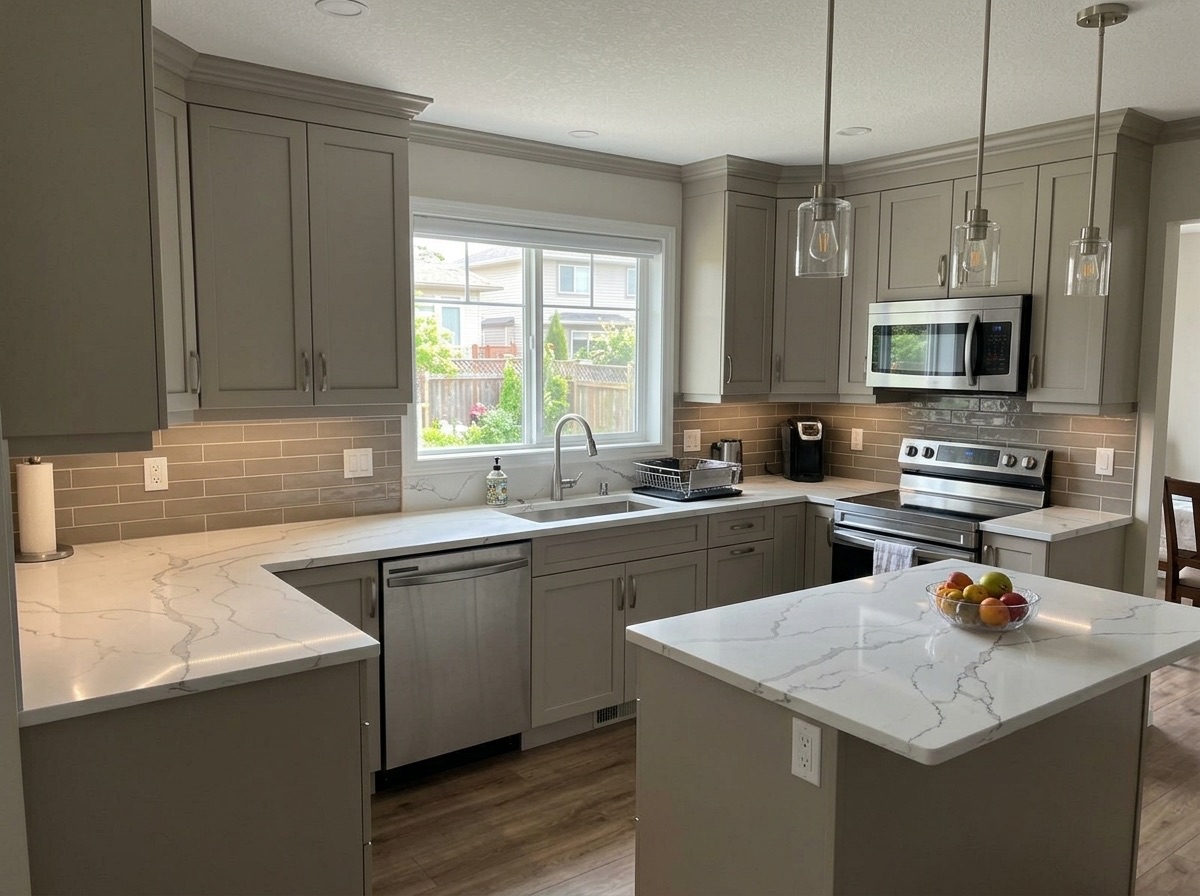 Statuario Intenso by Lucent Quartz — second kitchen