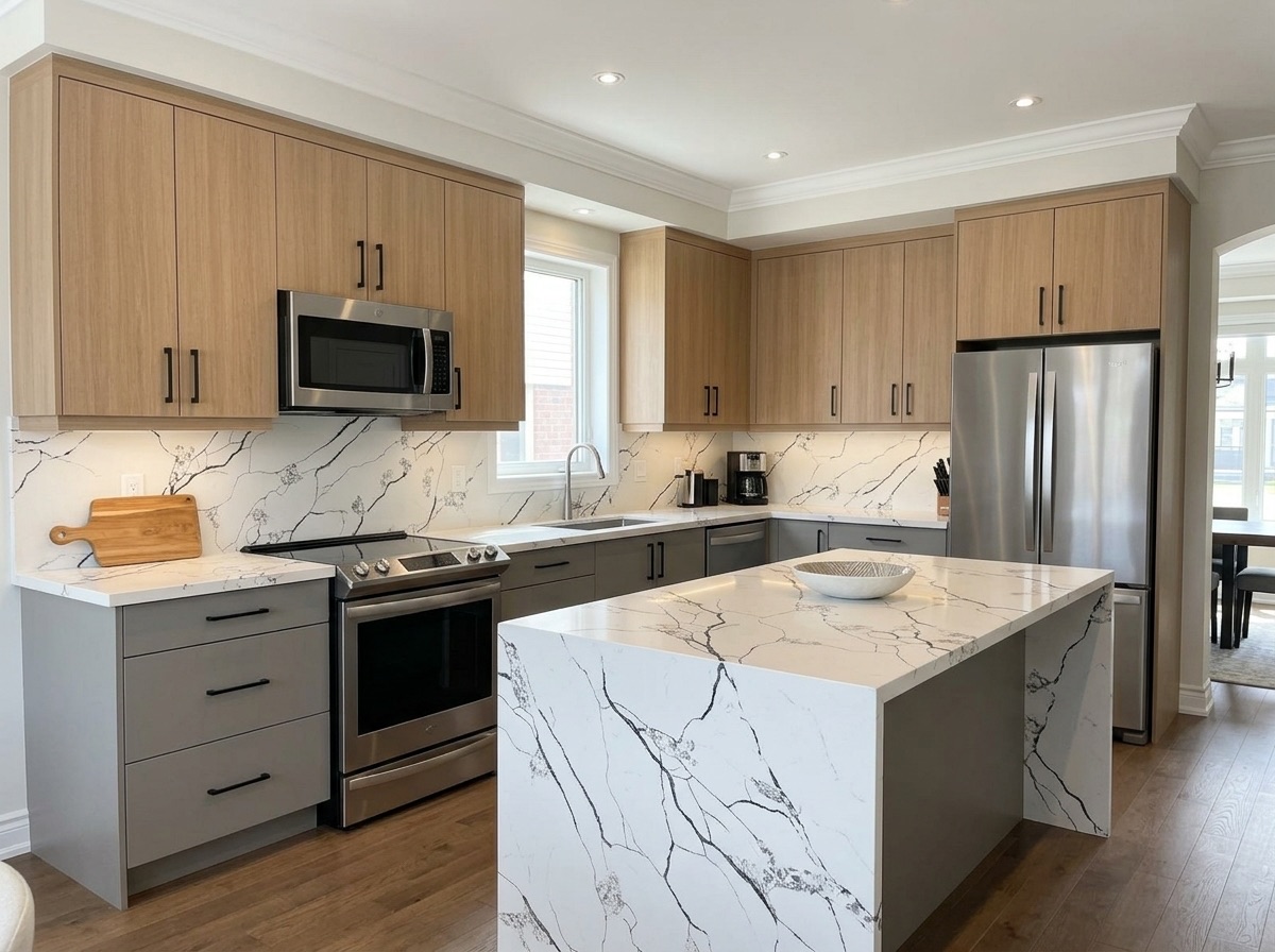 Statuario Massa by Lucent Quartz — modern kitchen