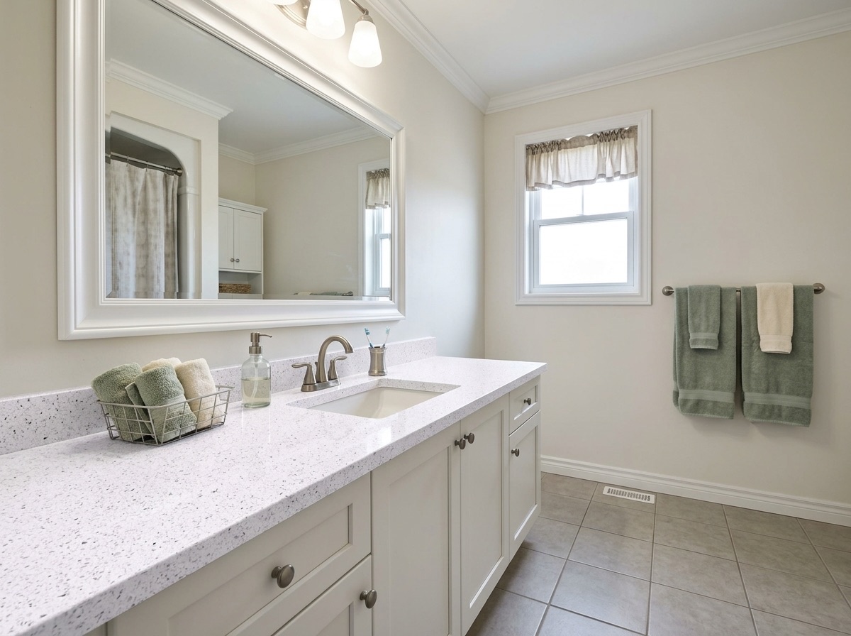 White Night by Lucent Quartz — bathroom vanity